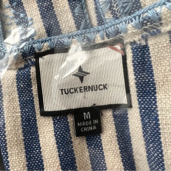 Tuckernuck Blue Stripe Mini Sullivan Embroidered Canvas Caftan Ladies medium - Picture 8 of 8